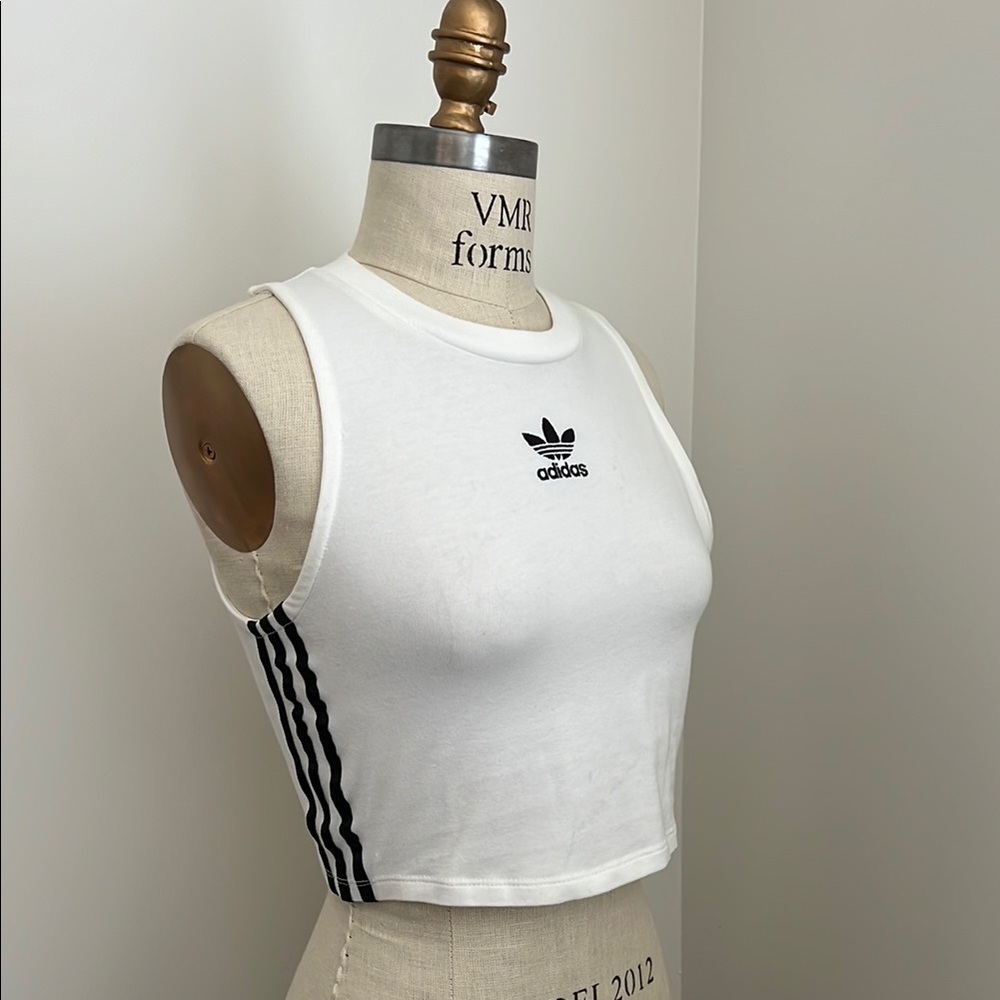 Adidas White Sleeveless Crop Tank S